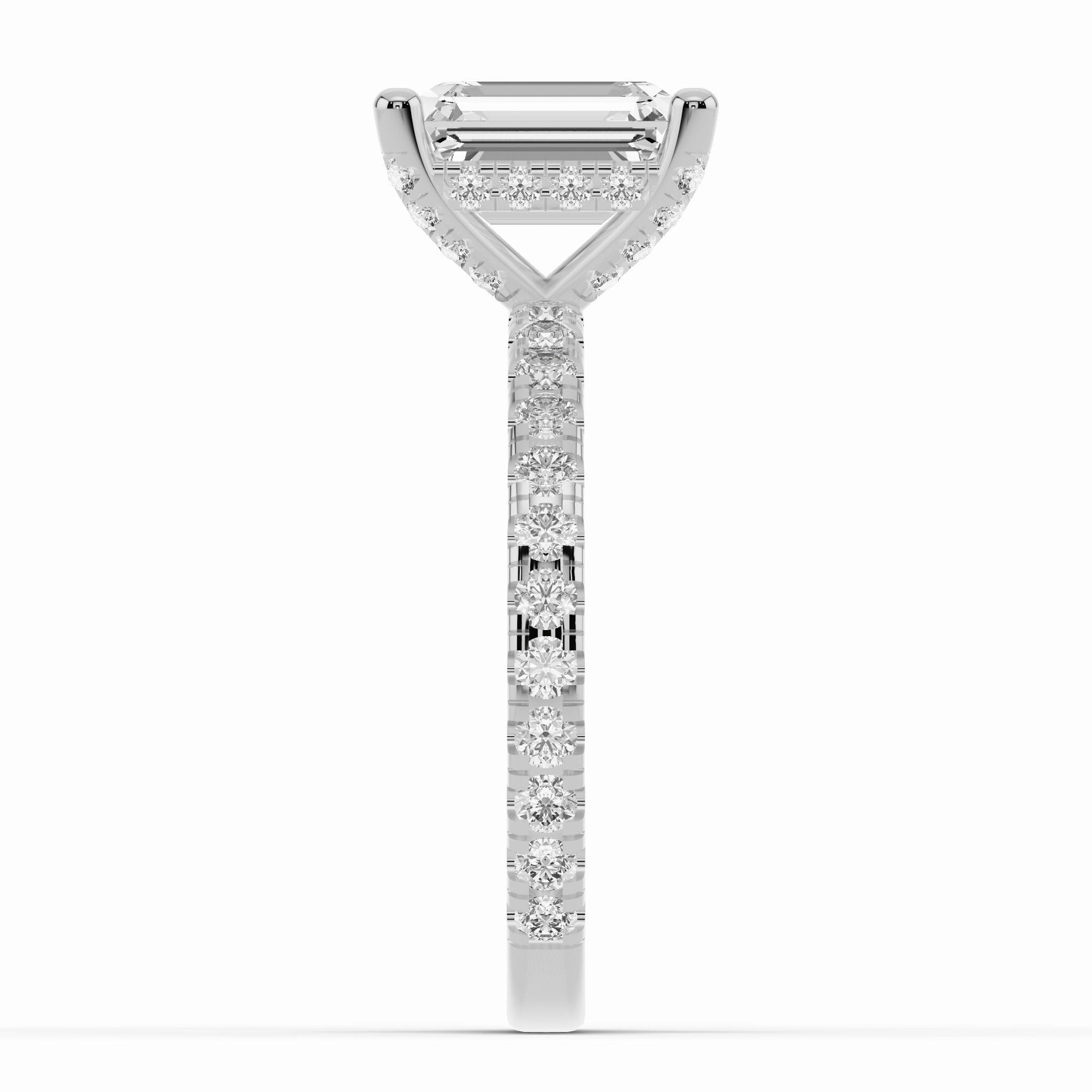 Emerald Cut Coronet Diamond Crown Engagement Ring Ring ABER-105-EM-LGD-6  - Abtin & Co.