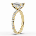 Emerald Cut Coronet Diamond Crown Engagement Ring Ring ABER-105-EM-LGD-16  - Abtin & Co.
