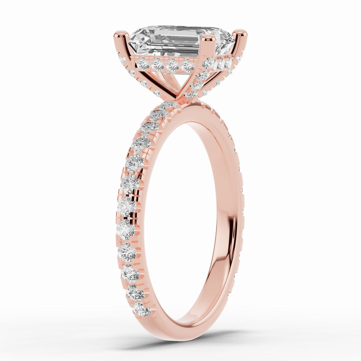 Emerald Cut Coronet Diamond Crown Engagement Ring Ring ABER-105-EM-LGD-11  - Abtin & Co.