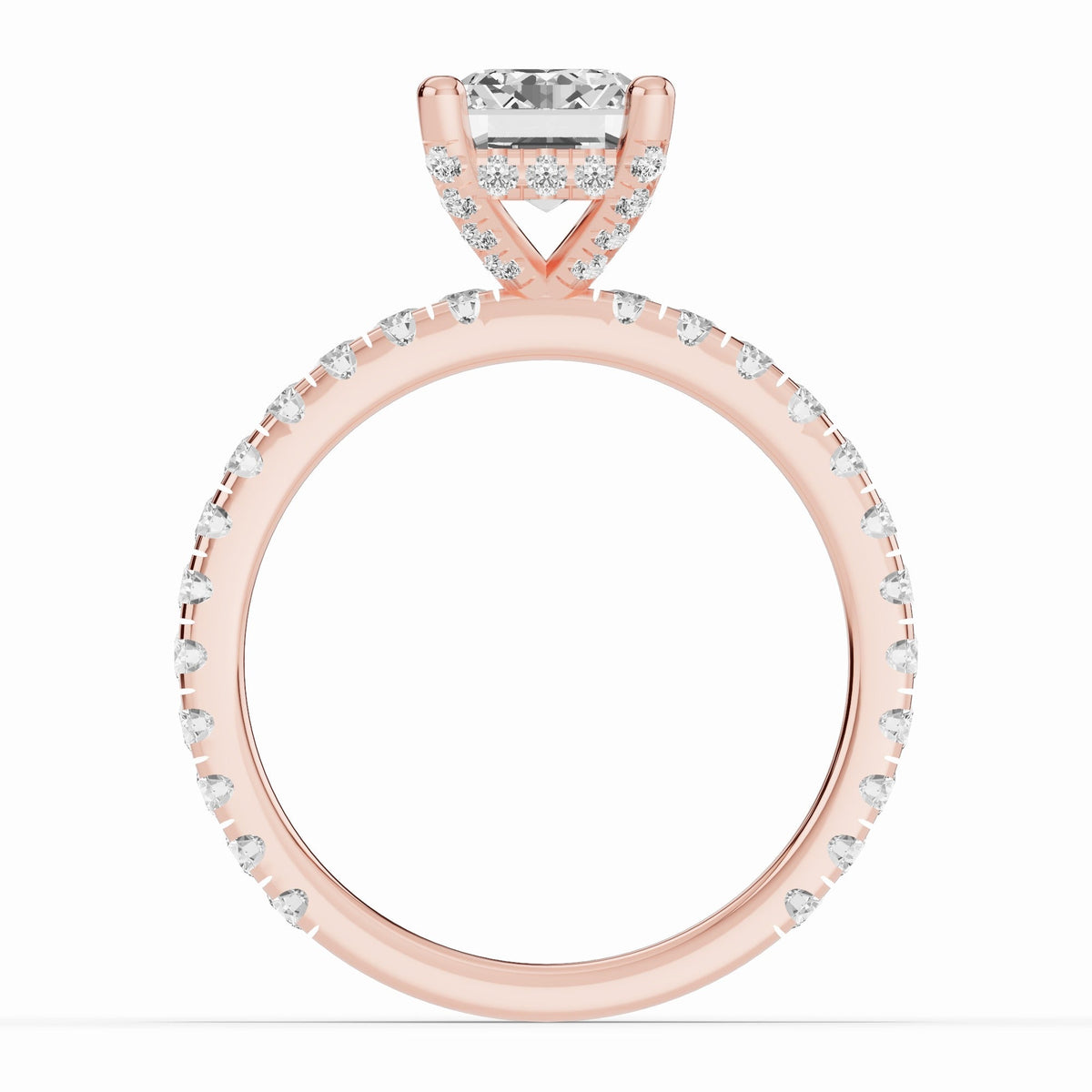 Emerald Cut Coronet Diamond Crown Engagement Ring Ring ABER-105-EM-LGD-11  - Abtin & Co.