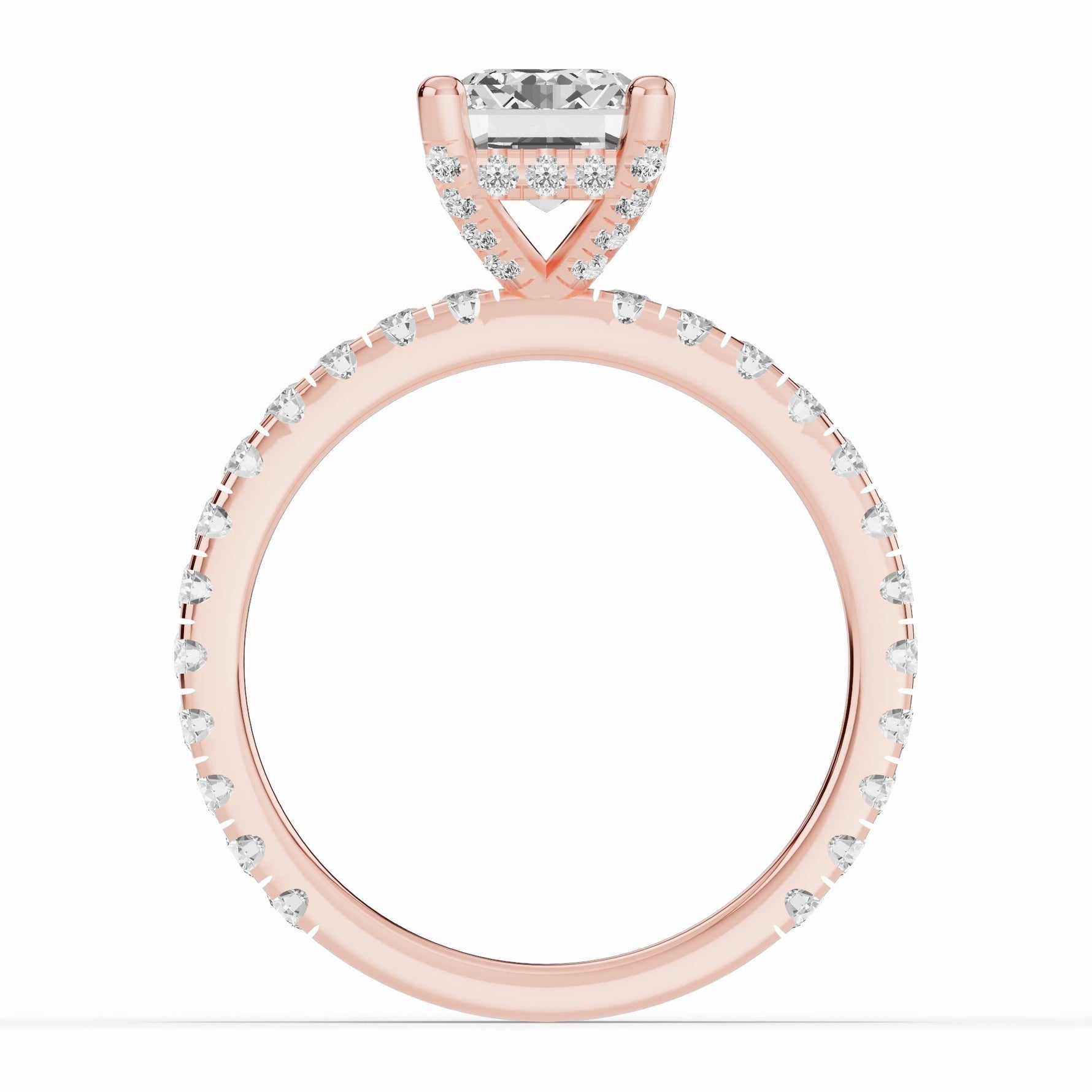 Emerald Cut Coronet Diamond Crown Engagement Ring Ring ABER-105-EM-LGD-11  - Abtin & Co.