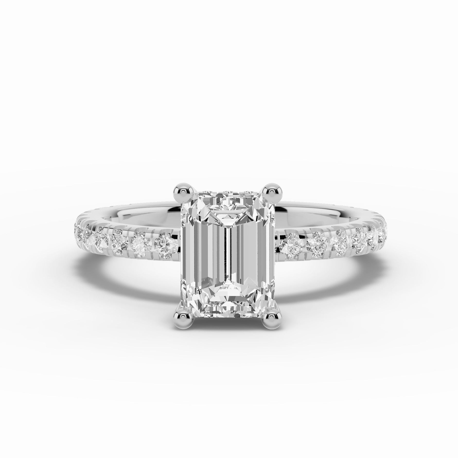 Emerald Cut Coronet Diamond Crown Engagement Ring Ring ABER-105-EM-LGD-11  - Abtin & Co.