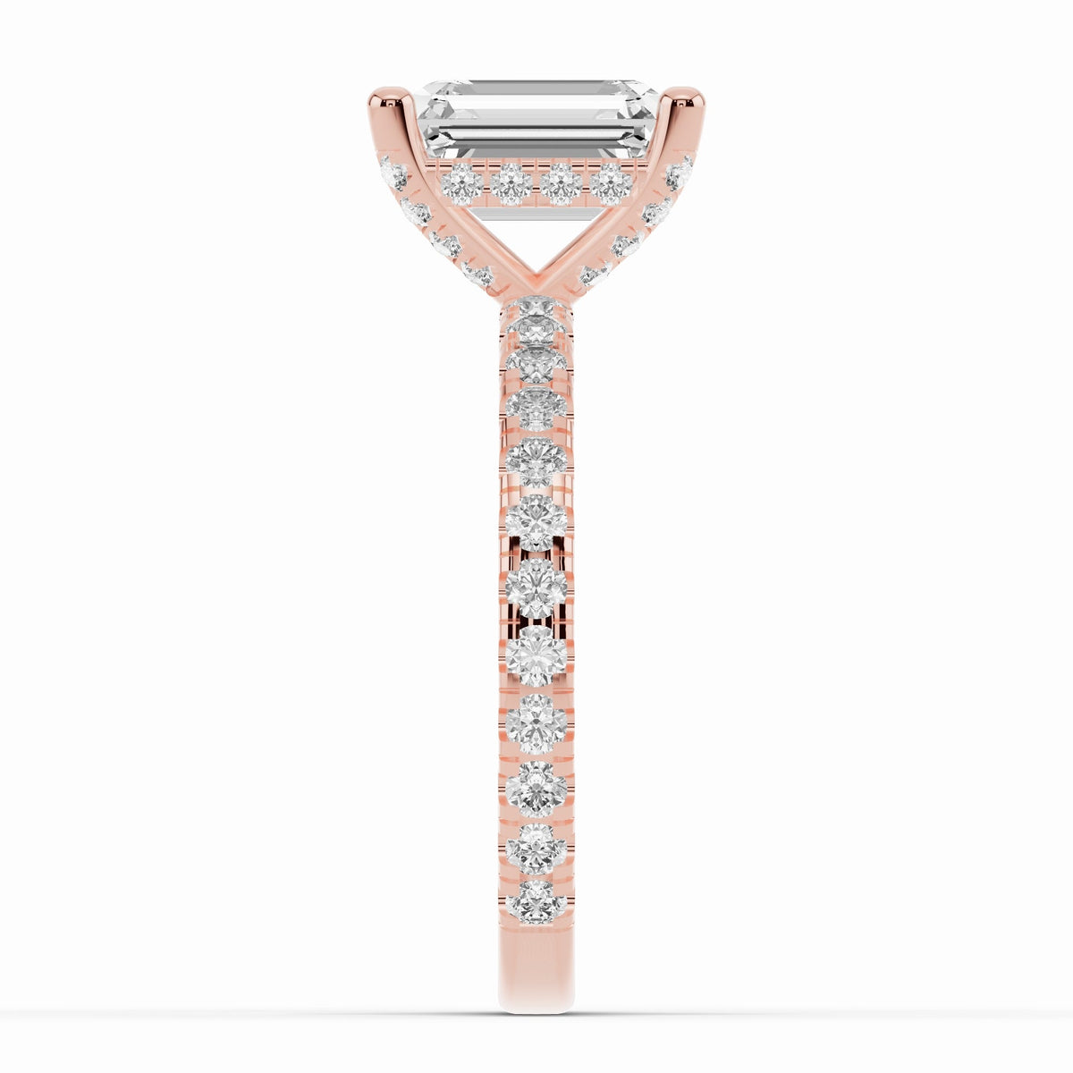 Emerald Cut Coronet Diamond Crown Engagement Ring Ring ABER-105-EM-LGD-11  - Abtin & Co.