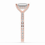 Emerald Cut Coronet Diamond Crown Engagement Ring Ring ABER-105-EM-LGD-11  - Abtin & Co.