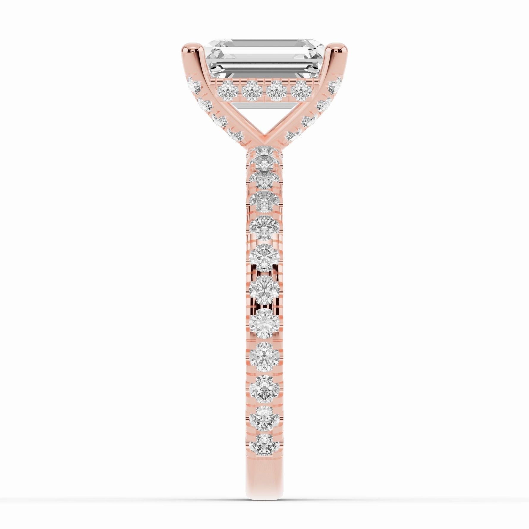 Emerald Cut Coronet Diamond Crown Engagement Ring Ring ABER-105-EM-LGD-11  - Abtin & Co.