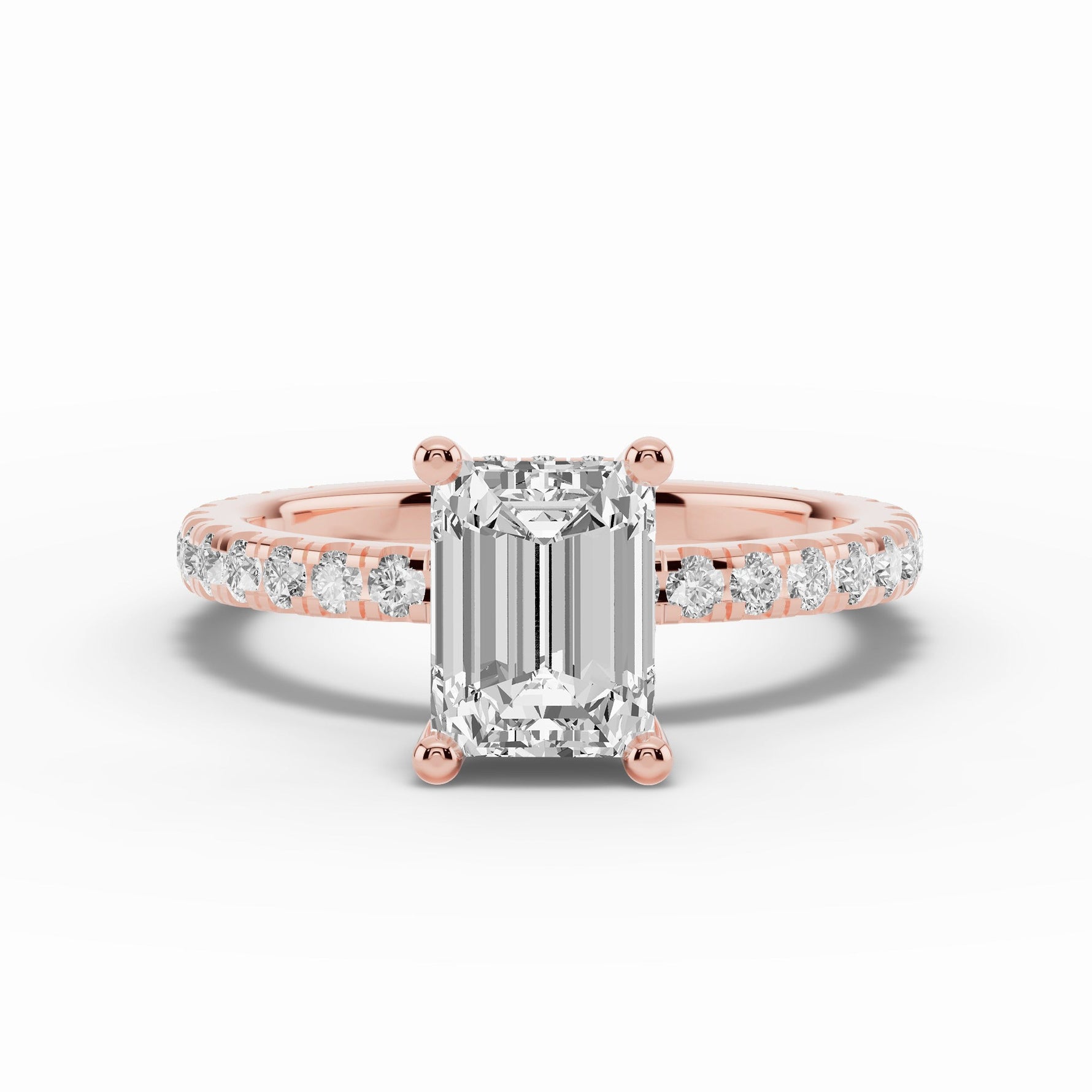 Emerald Cut Coronet Diamond Crown Engagement Ring Ring ABER-105-EM-LGD-11  - Abtin & Co.