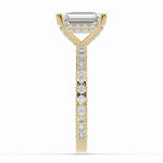Emerald Cut Coronet Diamond Crown Engagement Ring Ring ABER-105-EM-LGD-16  - Abtin & Co.