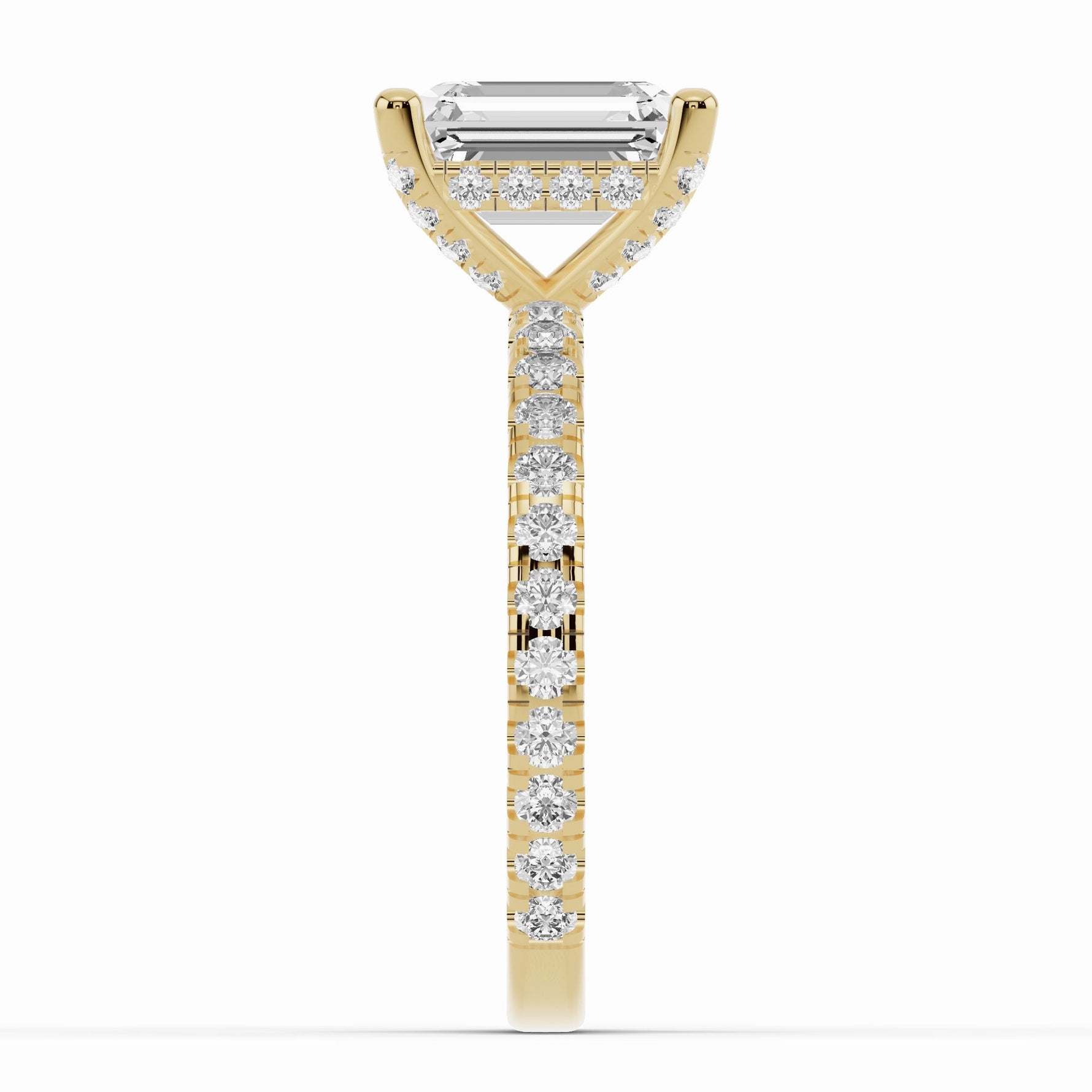 Emerald Cut Coronet Diamond Crown Engagement Ring Ring ABER-105-EM-LGD-16  - Abtin & Co.