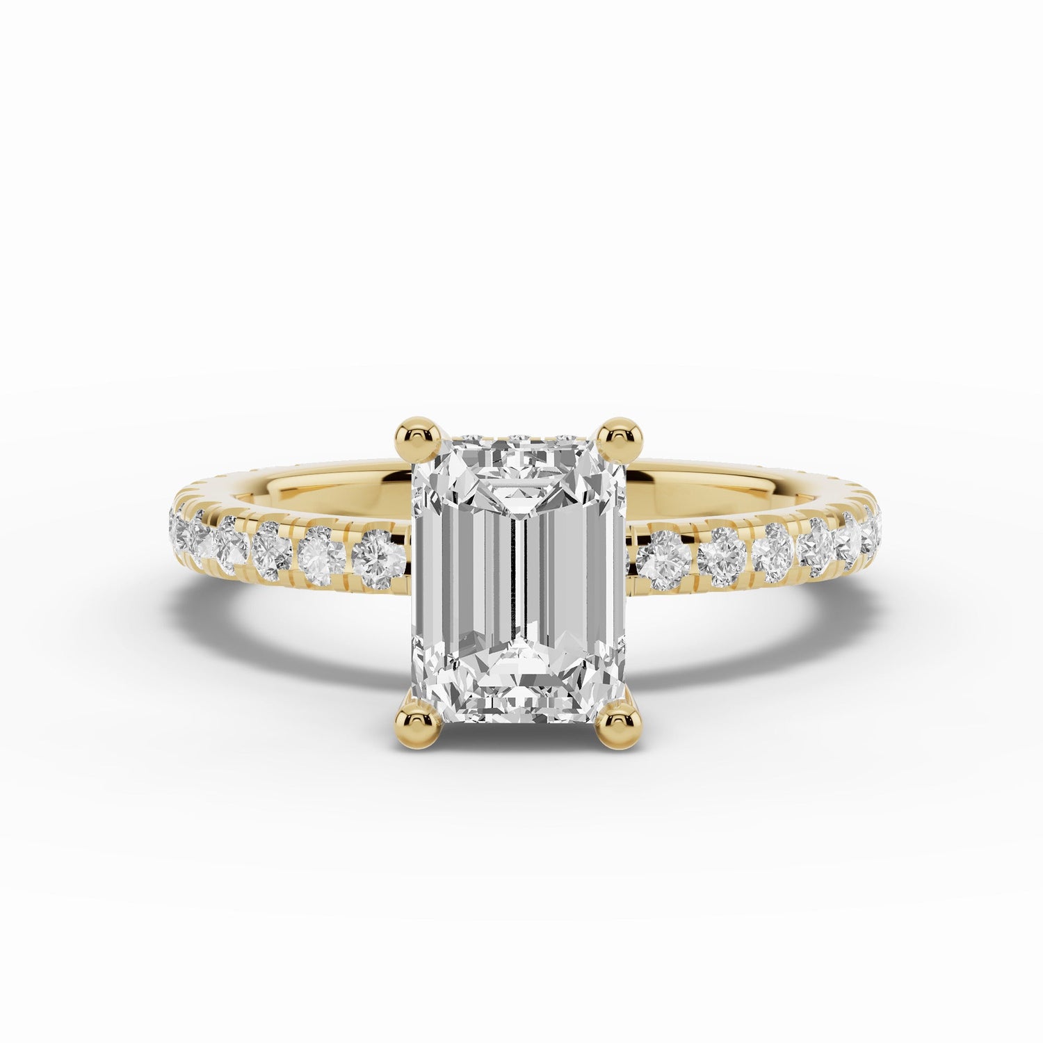 Emerald Cut Coronet Diamond Crown Engagement Ring Ring ABER-105-EM-LGD-16  - Abtin & Co.