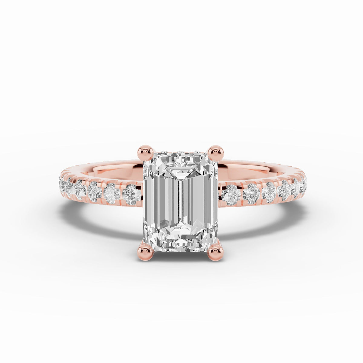 Emerald Cut Coronet Diamond Crown Engagement Ring Ring ABER-105-EM-LGD-11  - Abtin & Co.