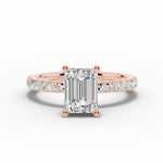 Emerald Cut Coronet Diamond Crown Engagement Ring Ring ABER-105-EM-LGD-11  - Abtin & Co.