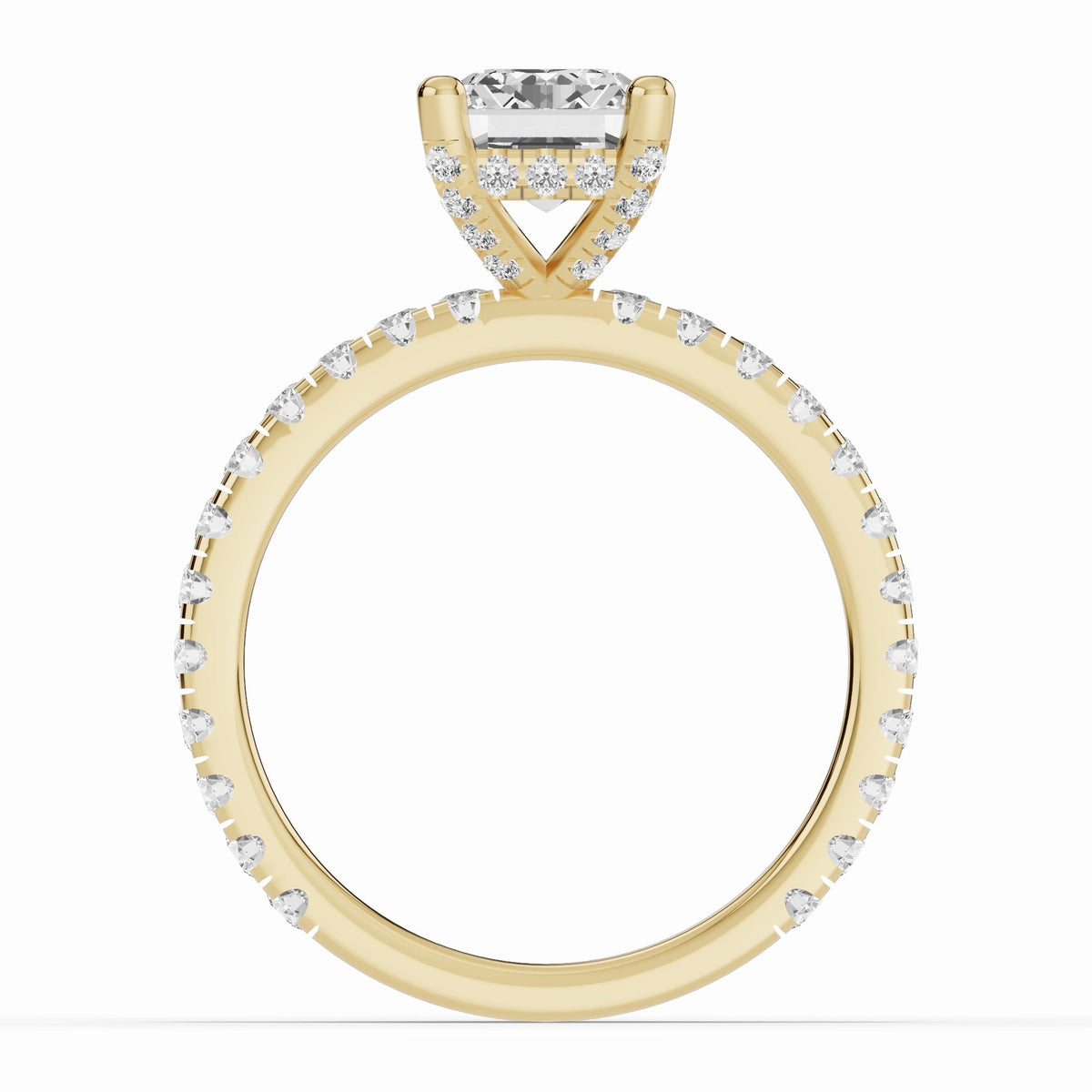 Emerald Cut Coronet Diamond Crown Engagement Ring Ring ABER-105-EM-LGD-16  - Abtin & Co.