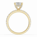 Emerald Cut Coronet Diamond Crown Engagement Ring Ring ABER-105-EM-LGD-16  - Abtin & Co.