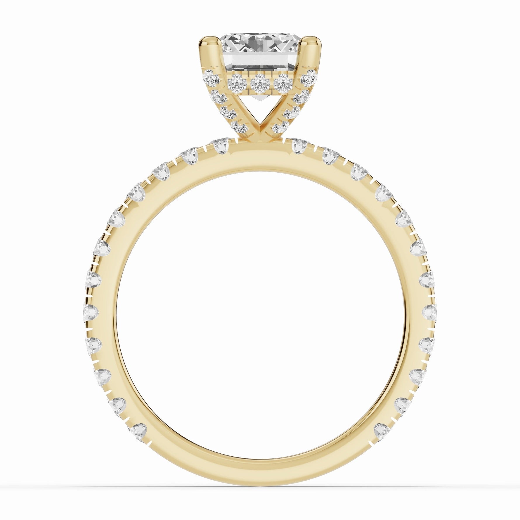 Emerald Cut Coronet Diamond Crown Engagement Ring Ring ABER-105-EM-LGD-16  - Abtin & Co.