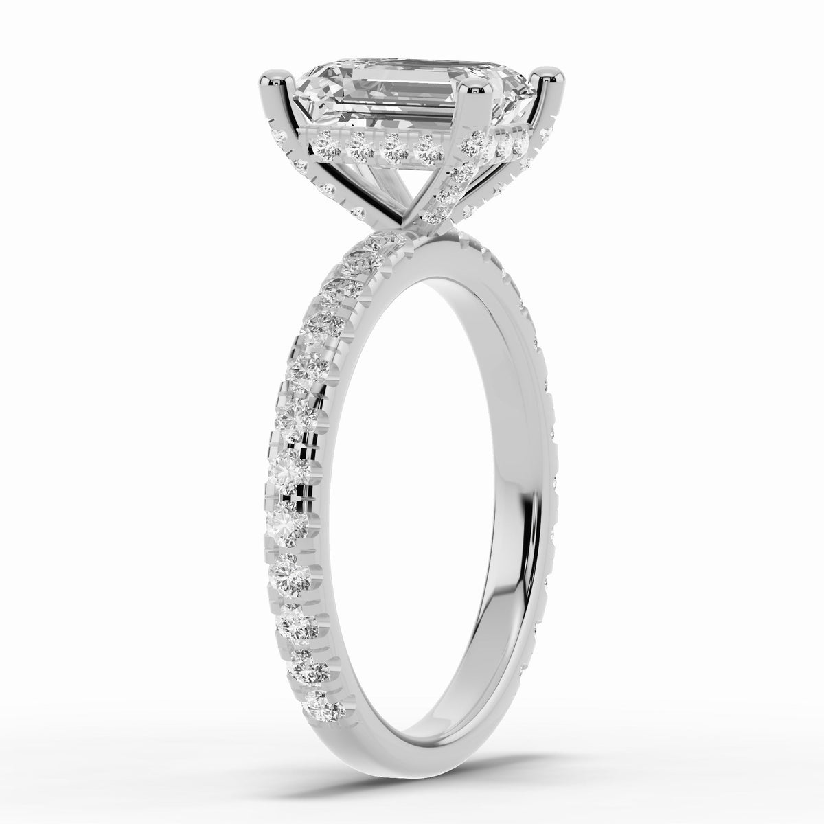 Emerald Cut Coronet Diamond Crown Engagement Ring Ring ABER-105-EM-LGD-6  - Abtin & Co.