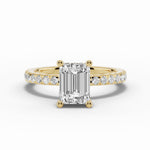 Emerald Cut Coronet Diamond Crown Engagement Ring Ring ABER-105-EM-LGD-16  - Abtin & Co.