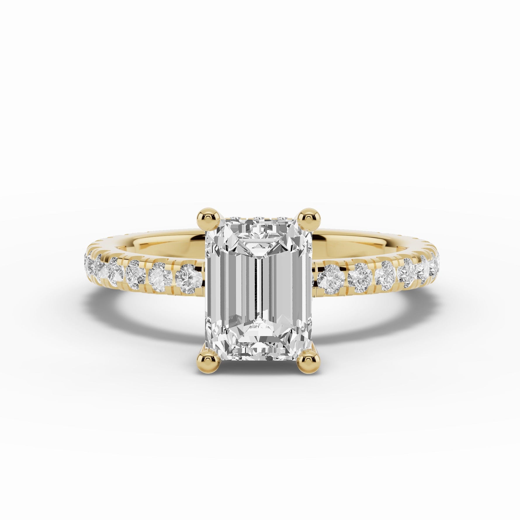 Emerald Cut Coronet Diamond Crown Engagement Ring Ring ABER-105-EM-LGD-16  - Abtin & Co.