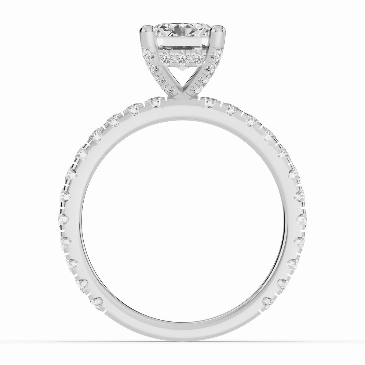 Emerald Cut Coronet Diamond Crown Engagement Ring Ring ABER-105-EM-LGD-6  - Abtin & Co.