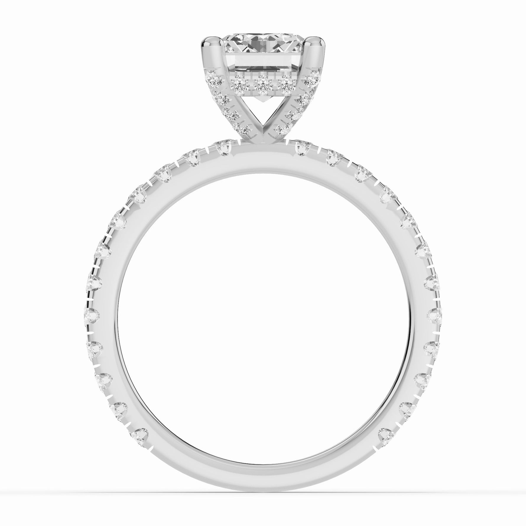 Emerald Cut Coronet Diamond Crown Engagement Ring Ring ABER-105-EM-LGD-6  - Abtin & Co.