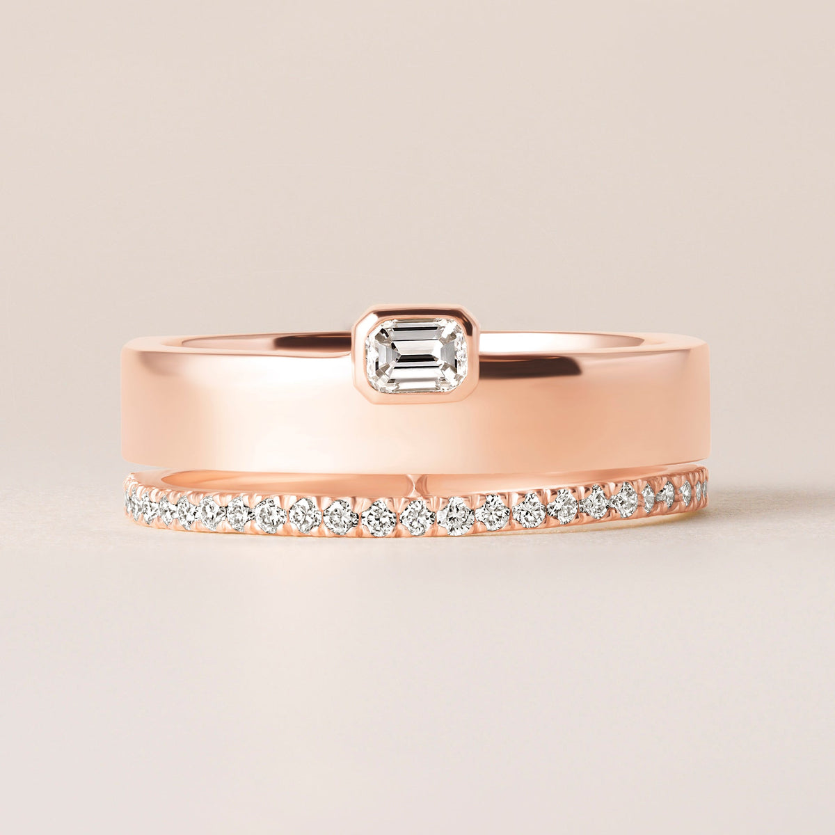 Emerald Cut Élevé Band Ring ABB-713.1-V2-EM-D-5  - Abtin & Co.