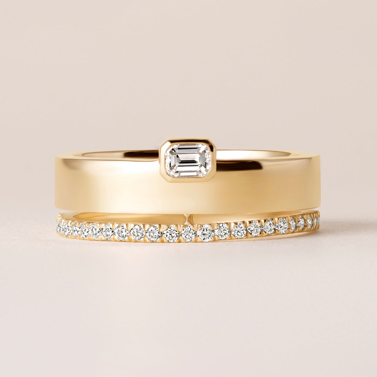 Emerald Cut Élevé Band Ring ABB-713.1-V2-EM-D-1  - Abtin & Co.