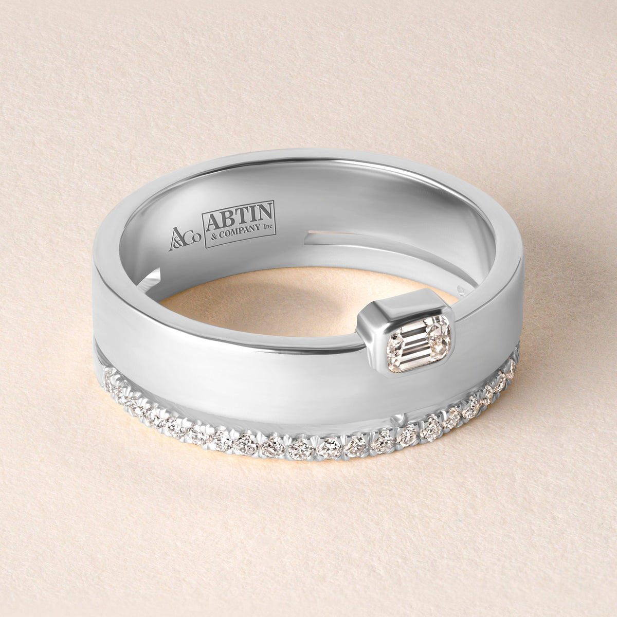 Emerald Cut Élevé Band Ring ABB-713.1-V2-EM-D-3  - Abtin & Co.