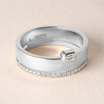 Emerald Cut Élevé Band Ring ABB-713.1-V2-EM-D-3  - Abtin & Co.