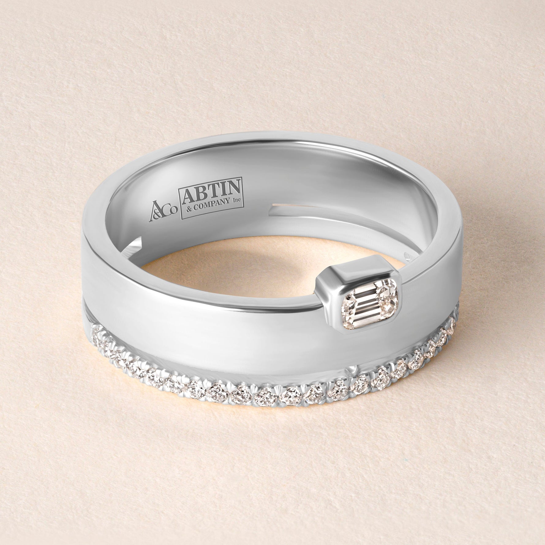 Emerald Cut Élevé Band Ring ABB-713.1-V2-EM-D-3  - Abtin & Co.