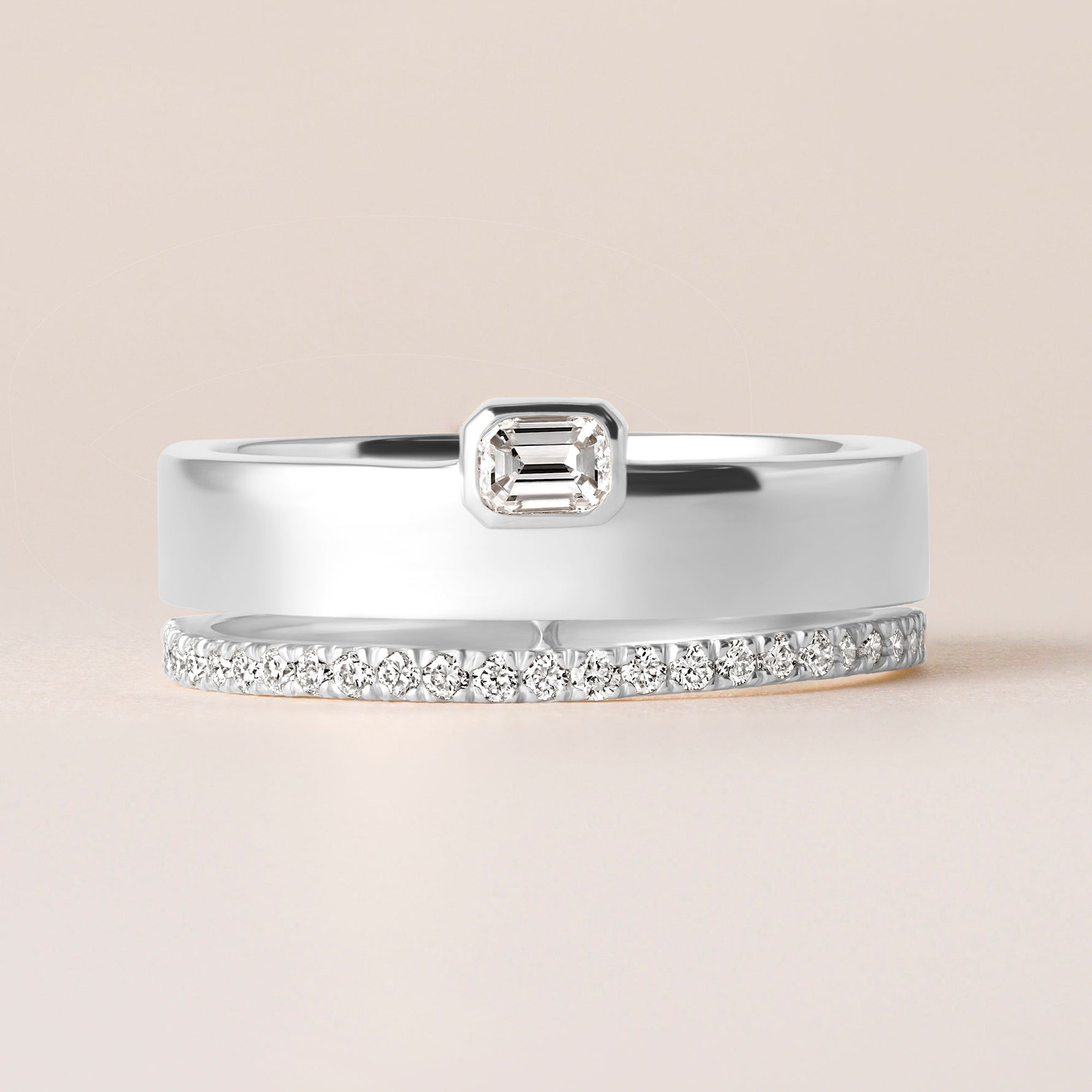 Emerald Cut Élevé Band Ring ABB-713.1-V2-EM-D-3  - Abtin & Co.
