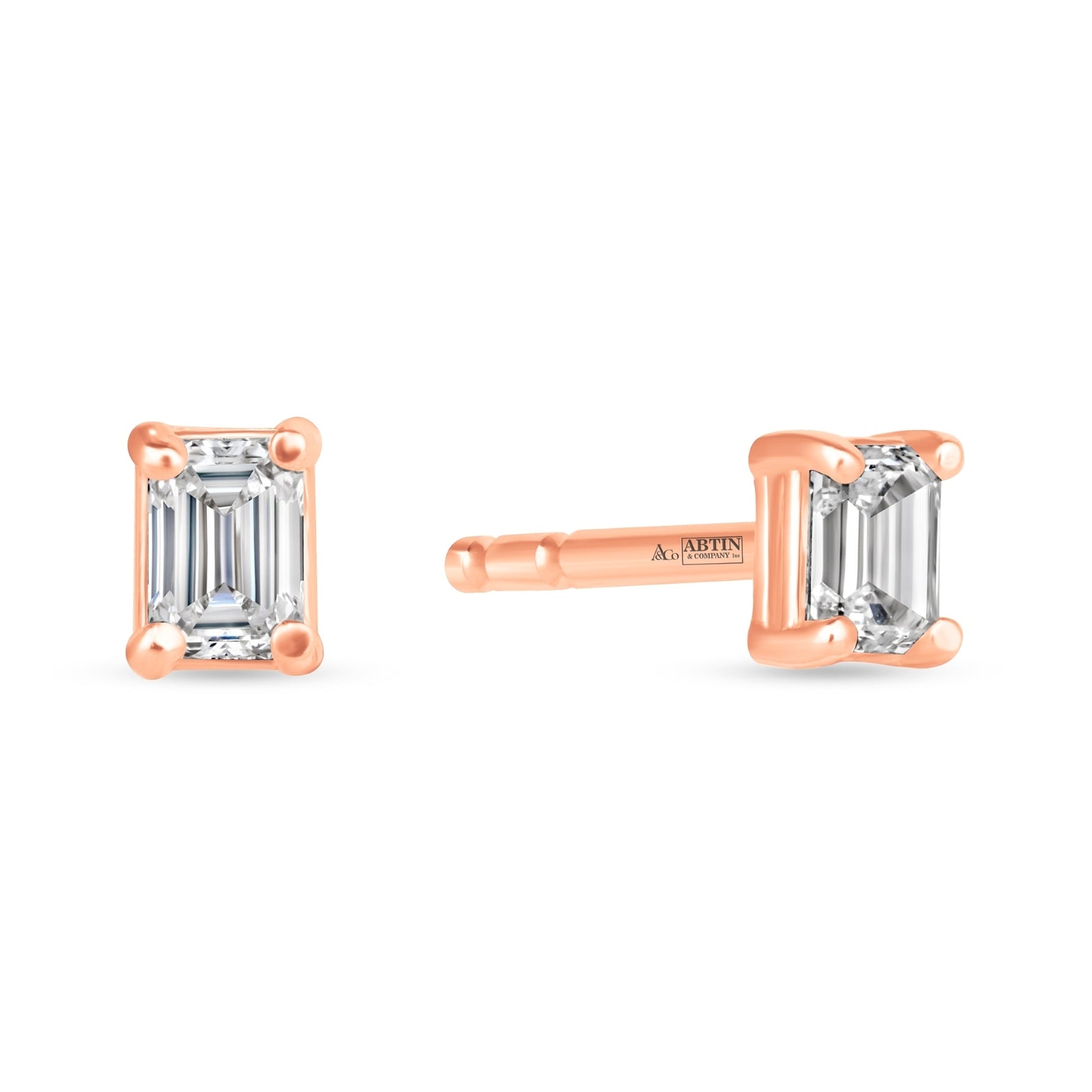 Emerald Cut Essence Prong Studs Earring ABE-228-D-7  - Abtin & Co.