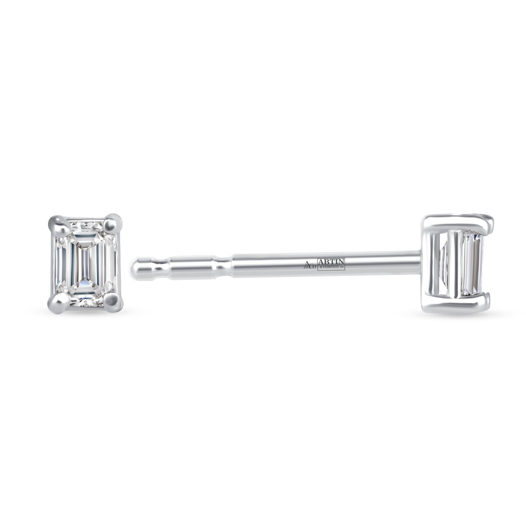 Emerald Cut Essence Prong Studs Earring ABE-228-D-4  - Abtin & Co.