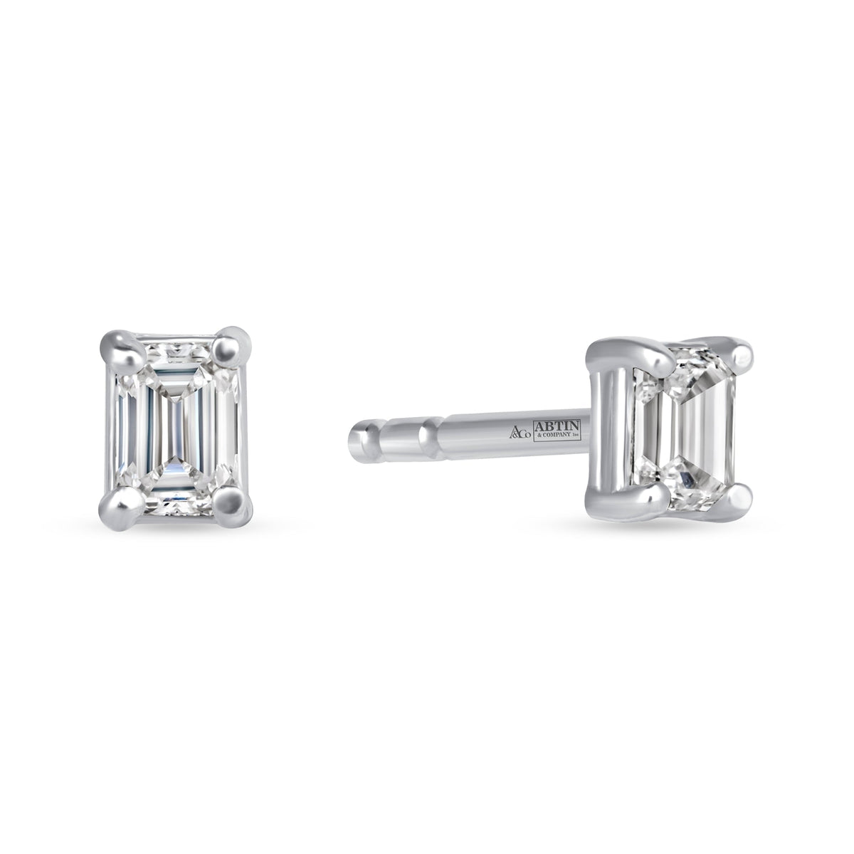 Emerald Cut Essence Prong Studs Earring ABE-228-D-4  - Abtin & Co.
