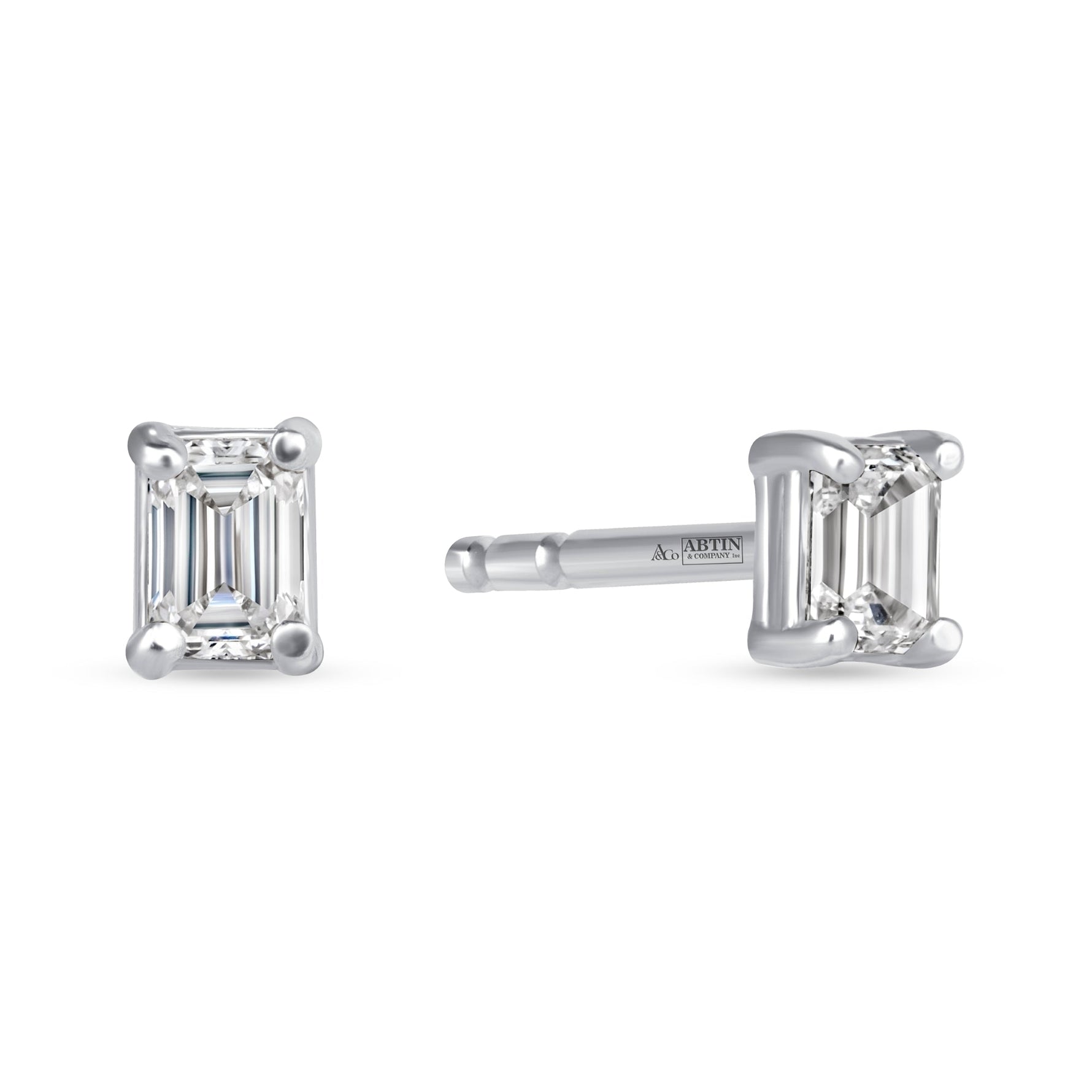Emerald Cut Essence Prong Studs Earring ABE-228-D-4  - Abtin & Co.