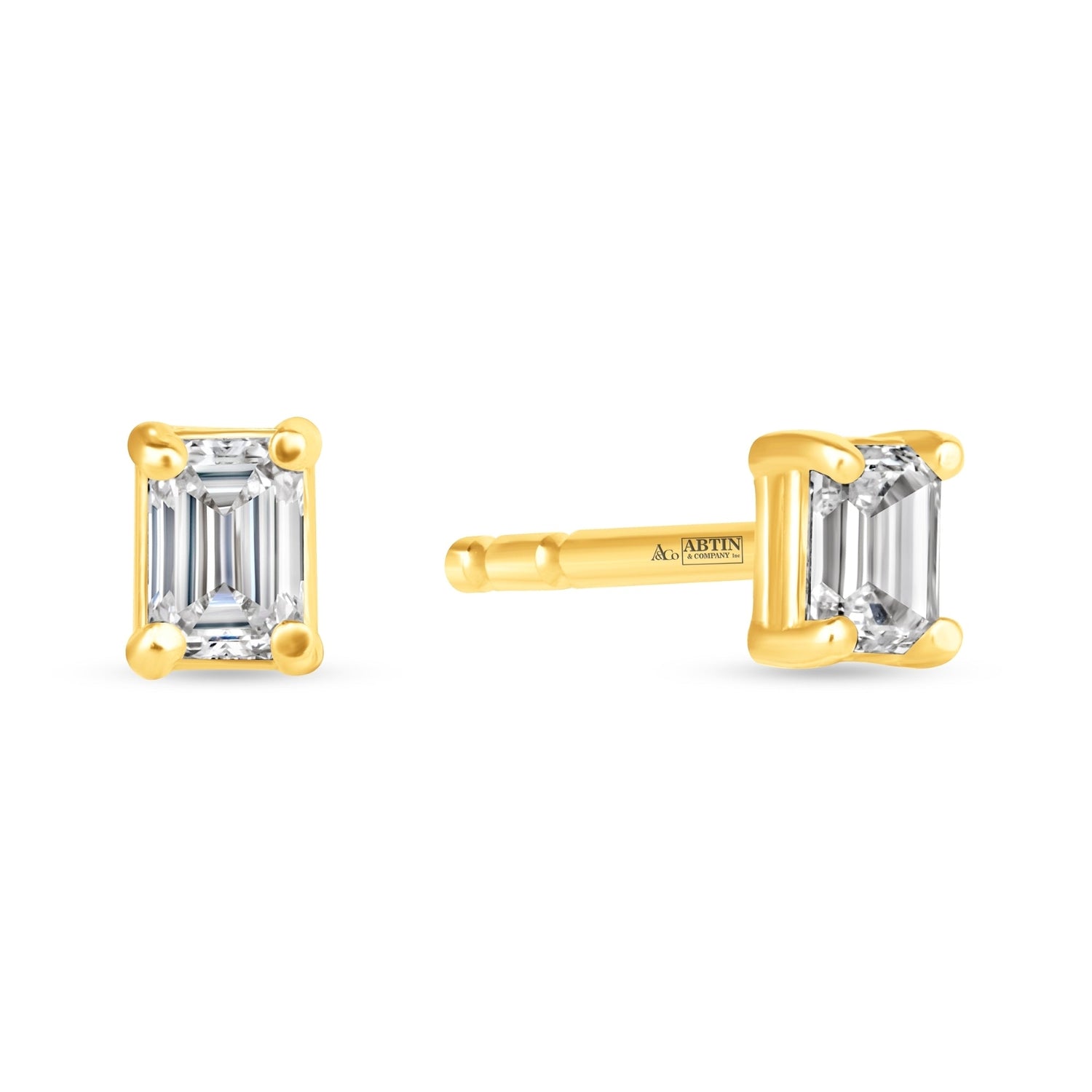 Emerald Cut Essence Prong Studs Earring ABE-228-D-1  - Abtin & Co.