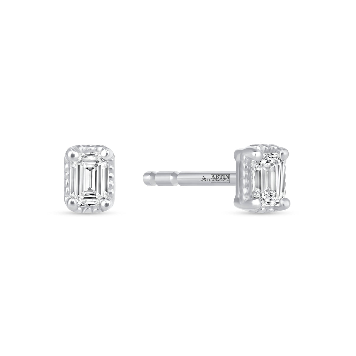 Emerald Cut Liora Bezel Studs Earring ABE-234-D-4  - Abtin & Co.
