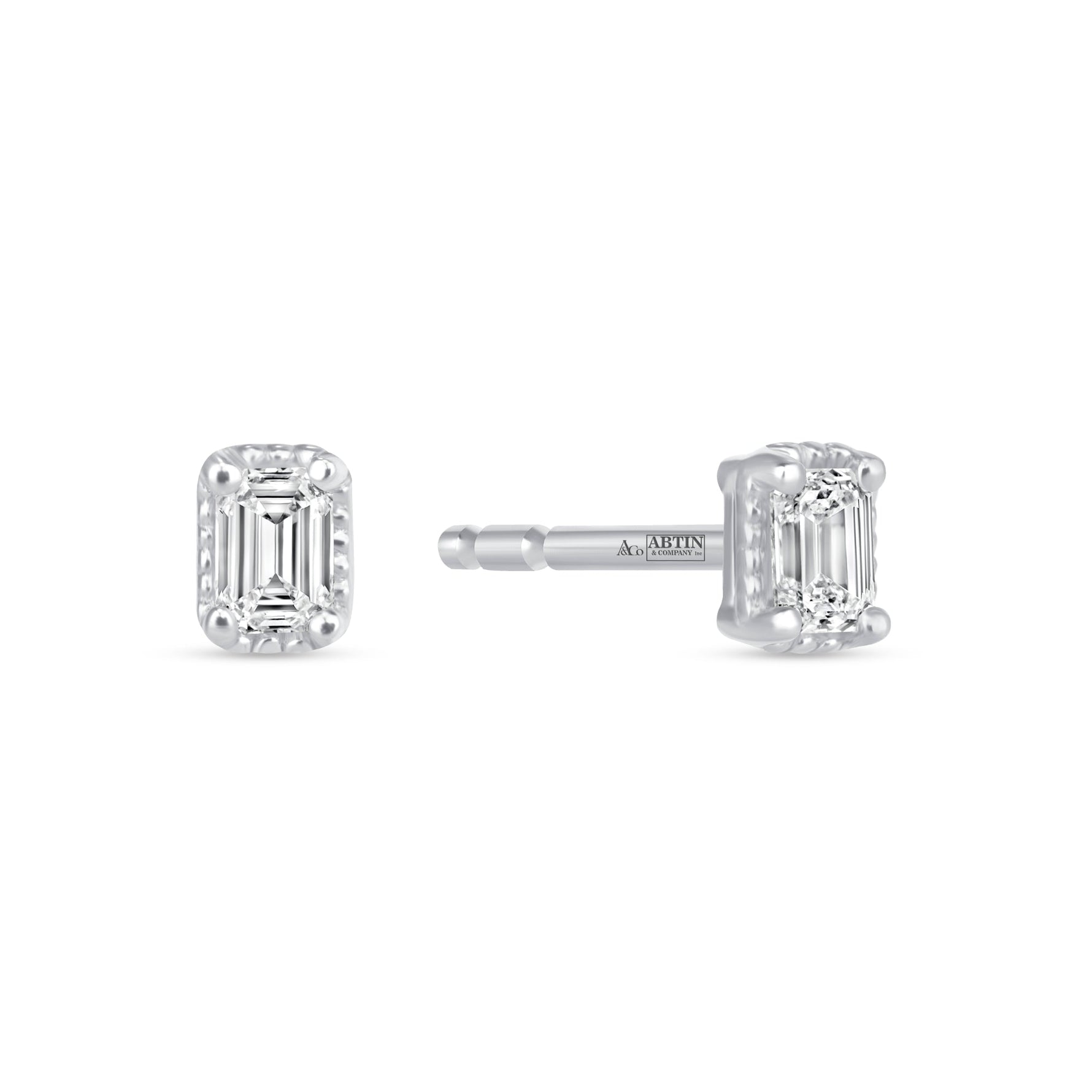 Emerald Cut Liora Bezel Studs Earring ABE-234-D-4  - Abtin & Co.