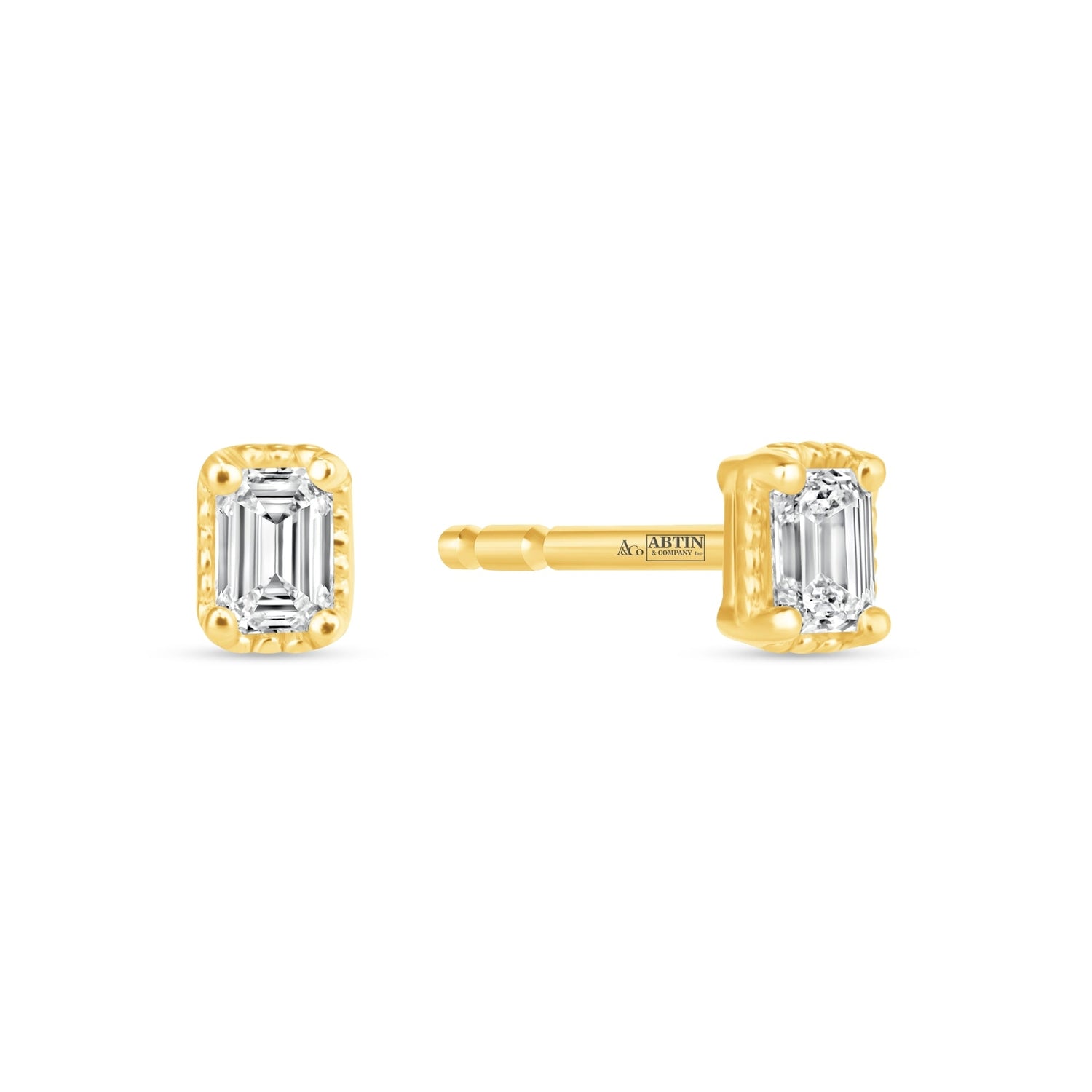 Emerald Cut Liora Bezel Studs Earring ABE-234-D-1  - Abtin & Co.