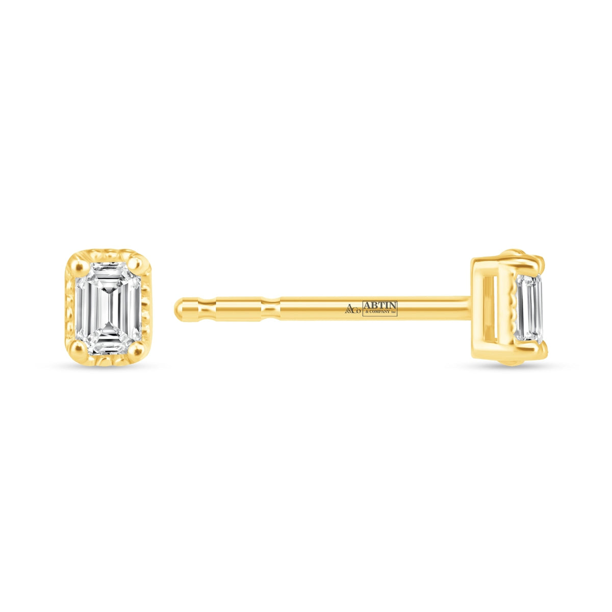 Emerald Cut Liora Bezel Studs Earring ABE-234-D-1  - Abtin & Co.