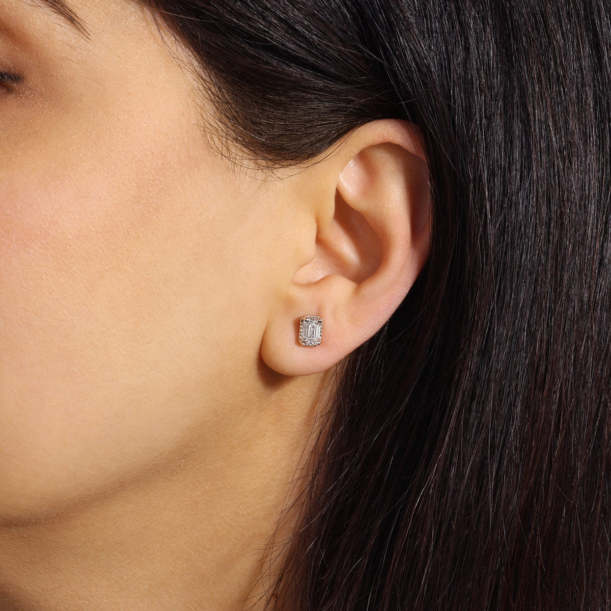 Emerald Cut Liora Bezel Studs Earring ABE-234-D-1  - Abtin & Co.