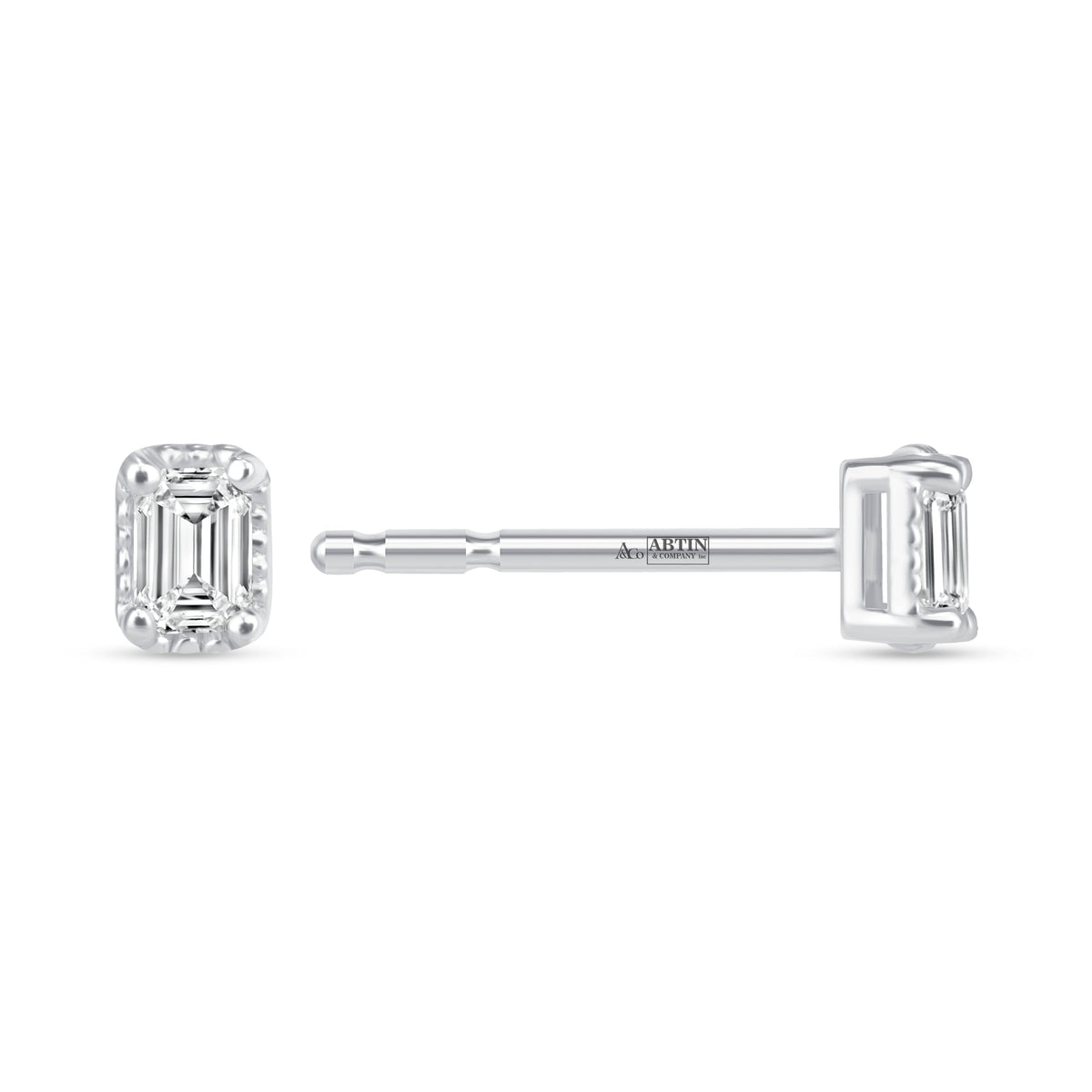 Emerald Cut Liora Bezel Studs Earring ABE-234-D-4  - Abtin & Co.
