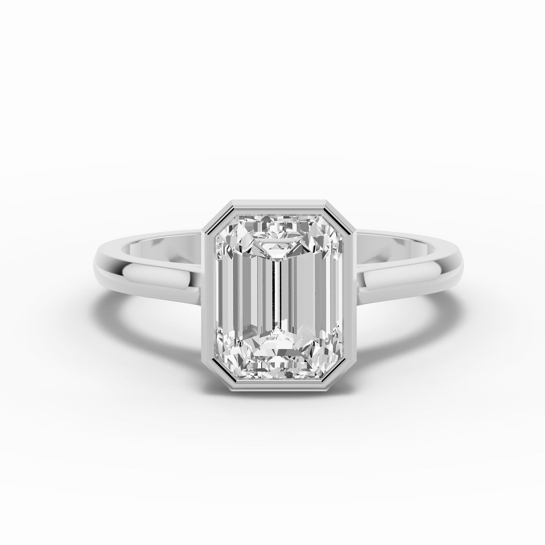 Emerald Cut Lumière Bezel Solitaire Ring ABER-104-EM-LGD  - Abtin & Co.