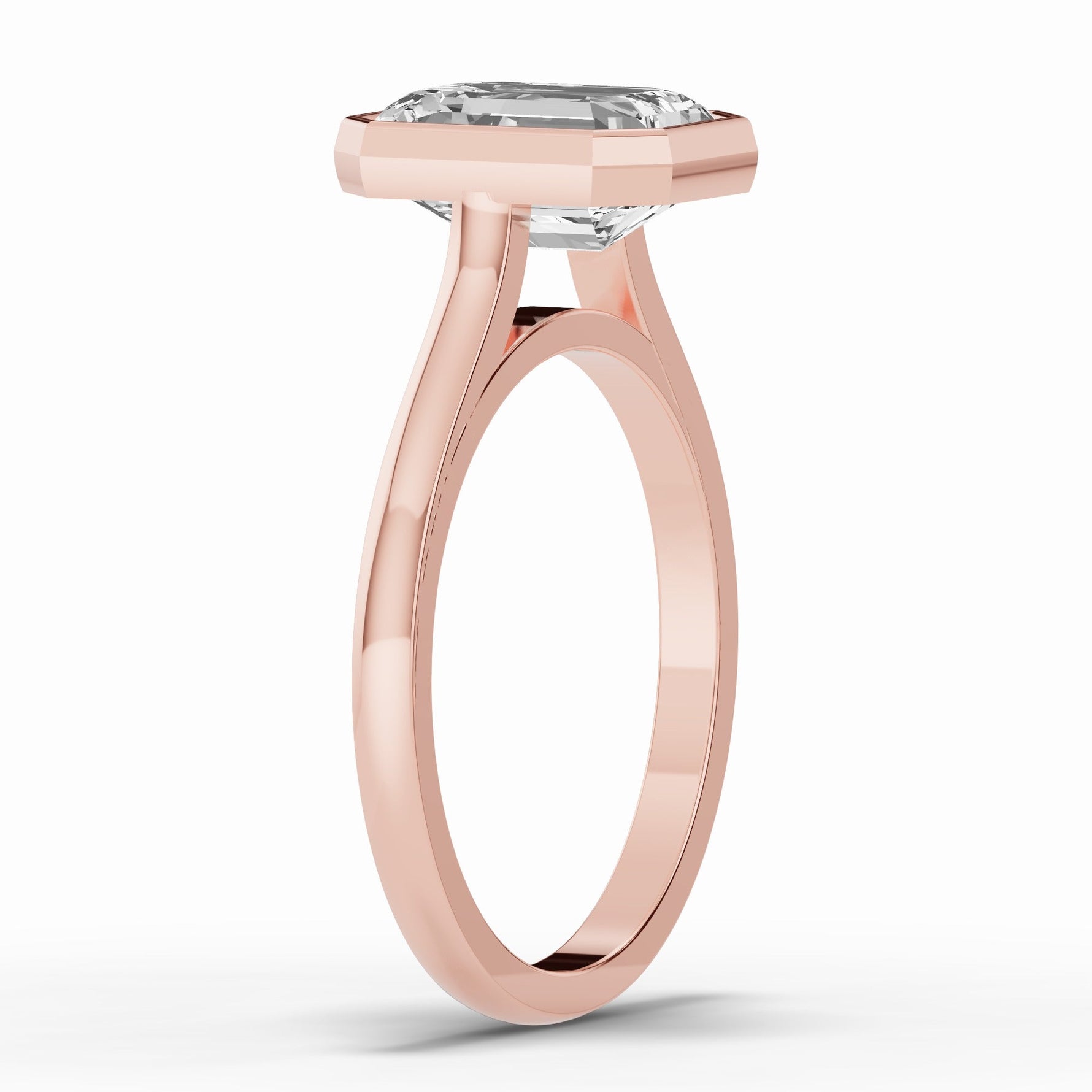 Emerald Cut Lumière Bezel Solitaire Ring ABER-104-EM-LGD  - Abtin & Co.