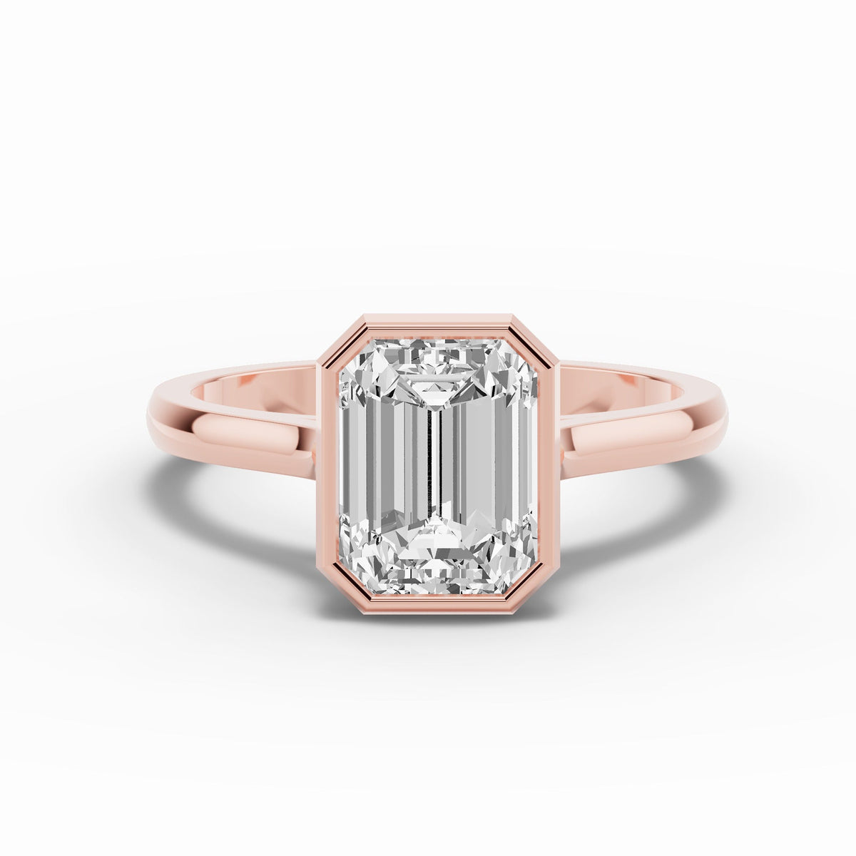 Emerald Cut Lumière Bezel Solitaire Ring ABER-104-EM-LGD  - Abtin & Co.