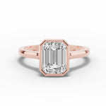 Emerald Cut Lumière Bezel Solitaire Ring ABER-104-EM-LGD  - Abtin & Co.