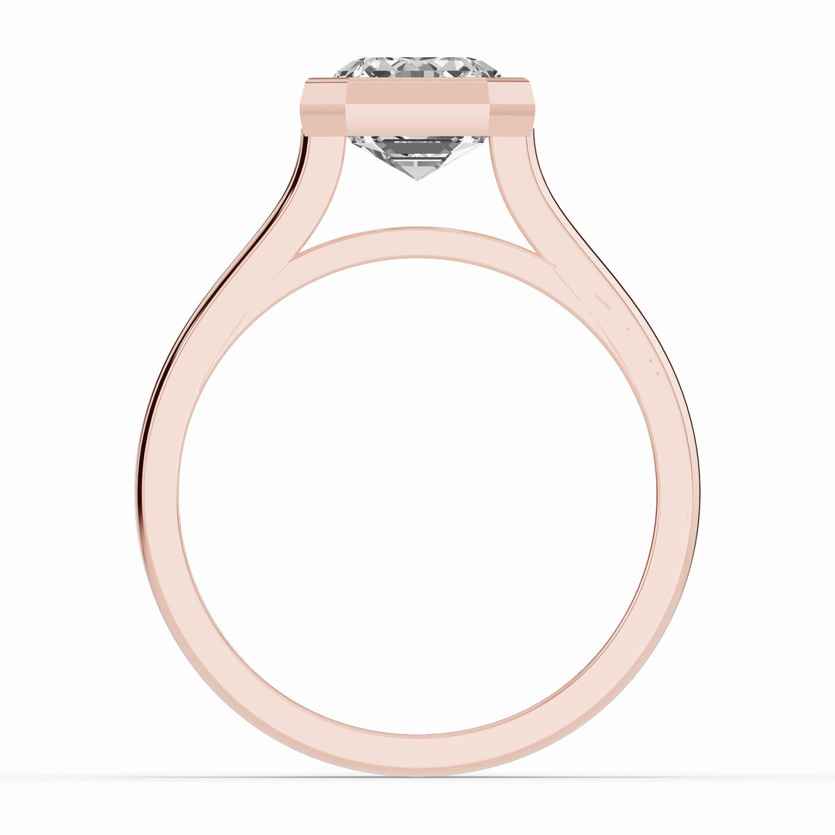 Emerald Cut Lumière Bezel Solitaire Ring ABER-104-EM-LGD  - Abtin & Co.