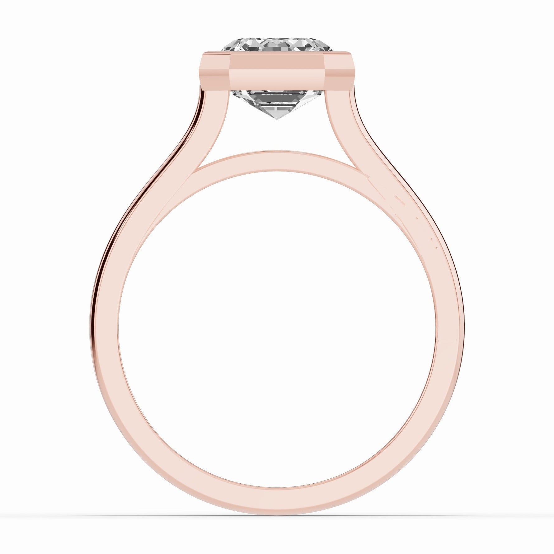 Emerald Cut Lumière Bezel Solitaire Ring ABER-104-EM-LGD  - Abtin & Co.
