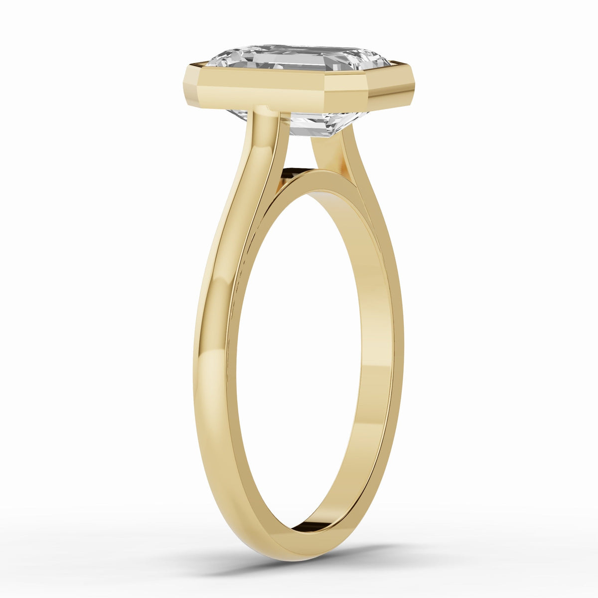 Emerald Cut Lumière Bezel Solitaire Ring ABER-104-EM-LGD  - Abtin & Co.