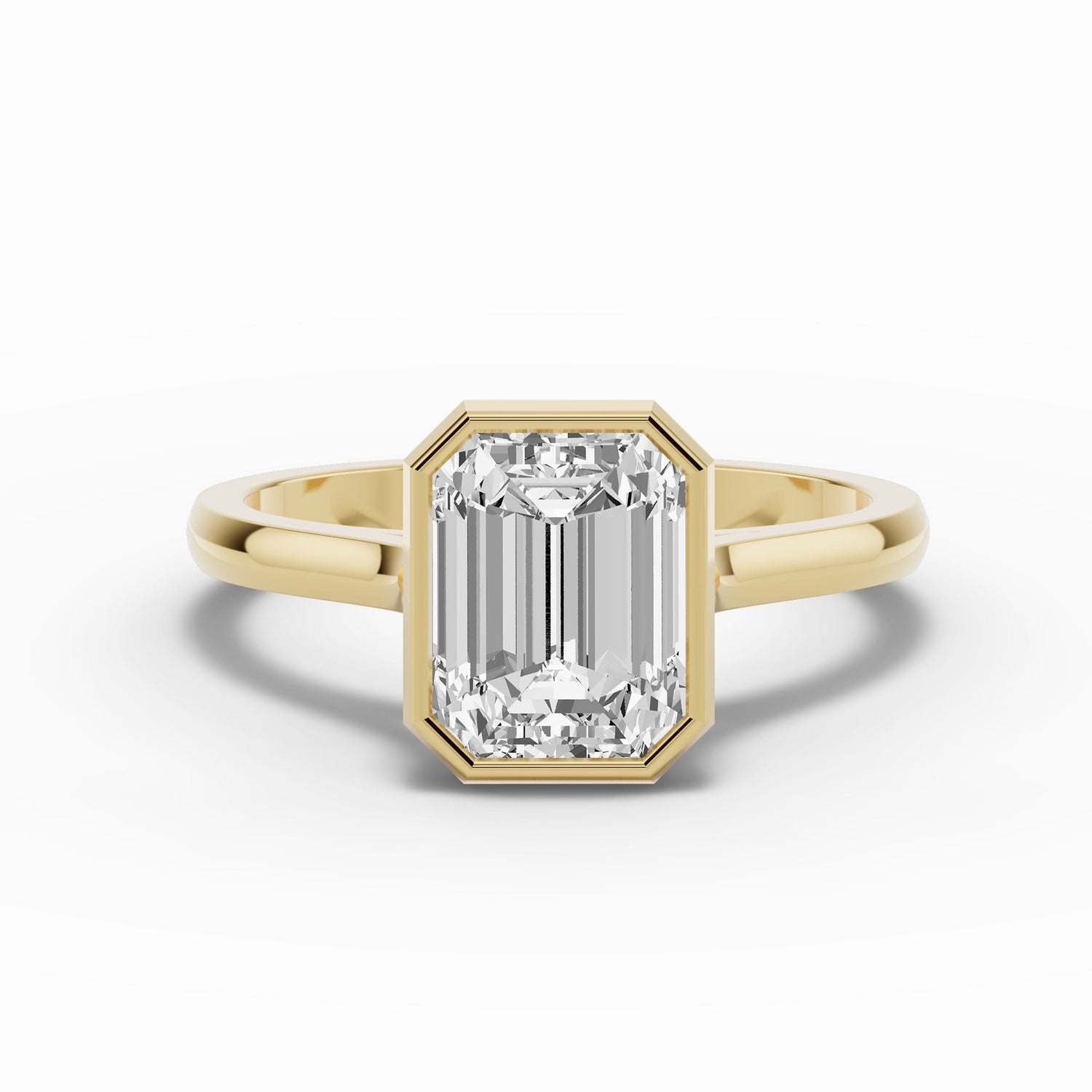Emerald Cut Lumière Bezel Solitaire Ring ABER-104-EM-LGD  - Abtin & Co.