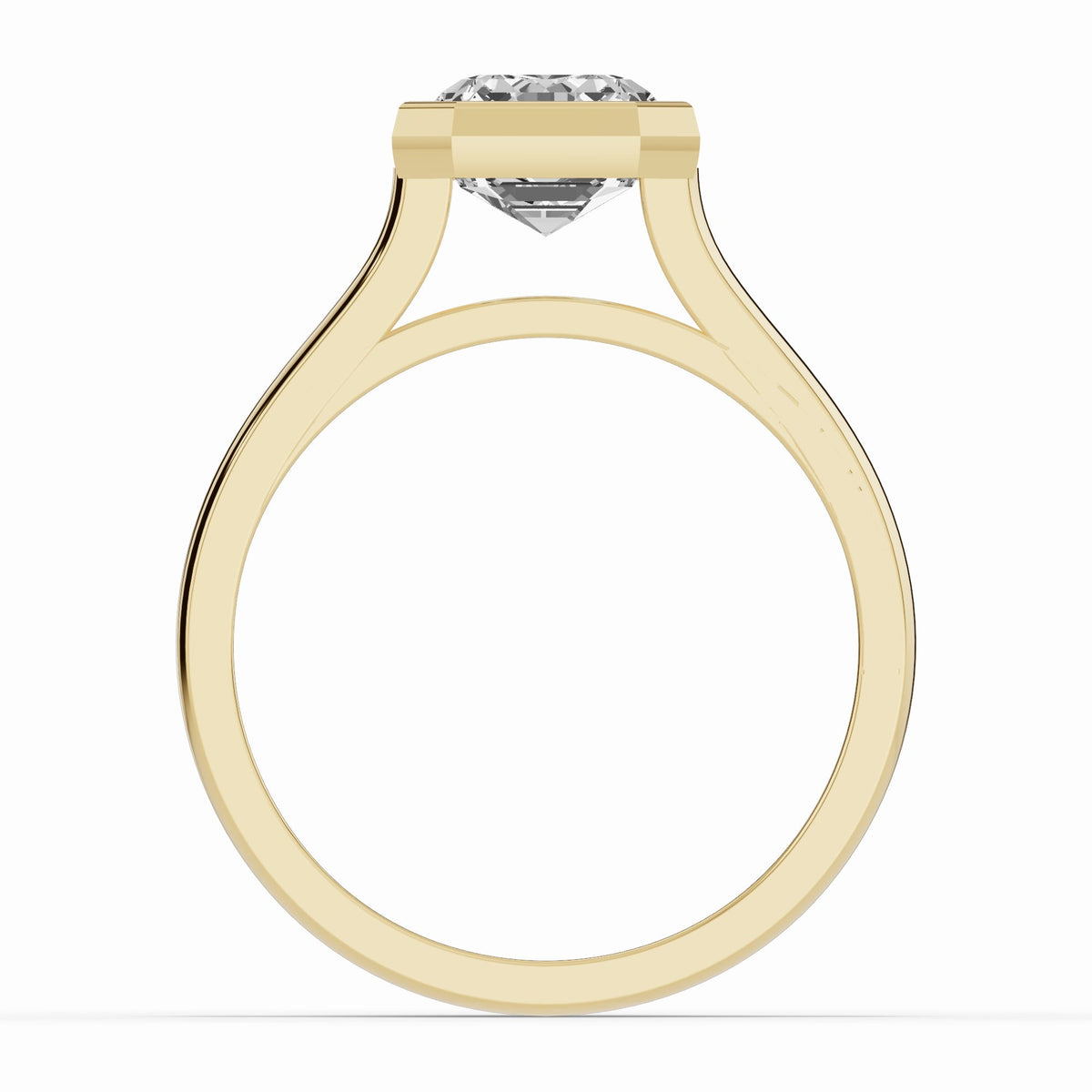 Emerald Cut Lumière Bezel Solitaire Ring ABER-104-EM-LGD  - Abtin & Co.