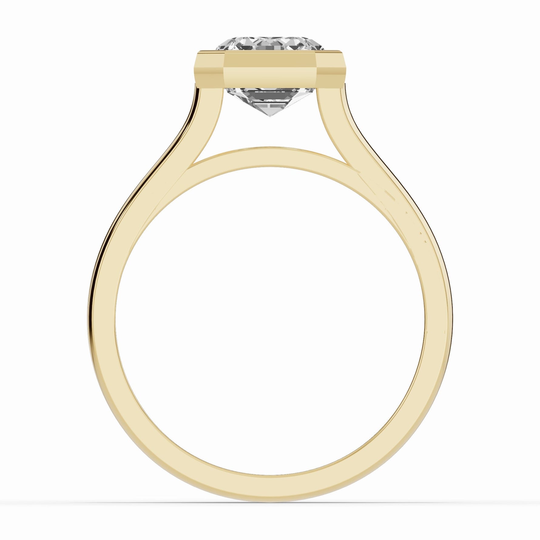 Emerald Cut Lumière Bezel Solitaire Ring ABER-104-EM-LGD  - Abtin & Co.